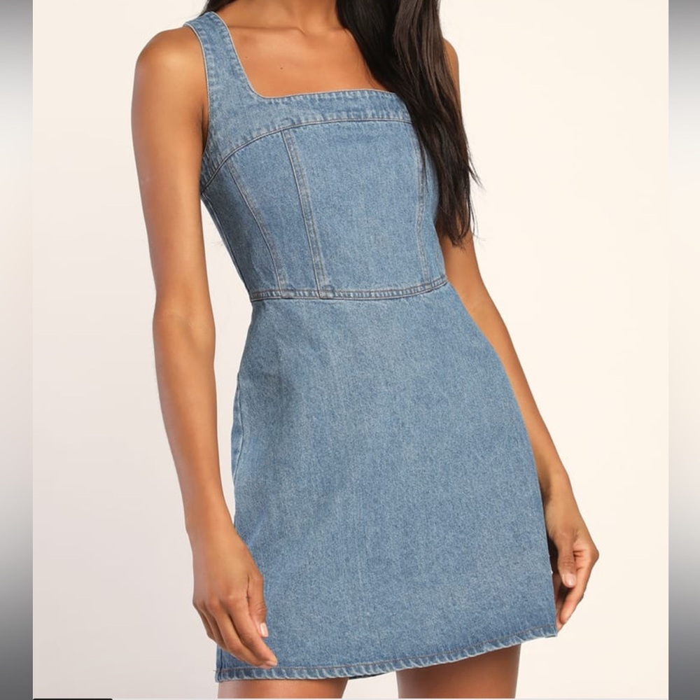 Lulu's Classic Blue Denim Dress